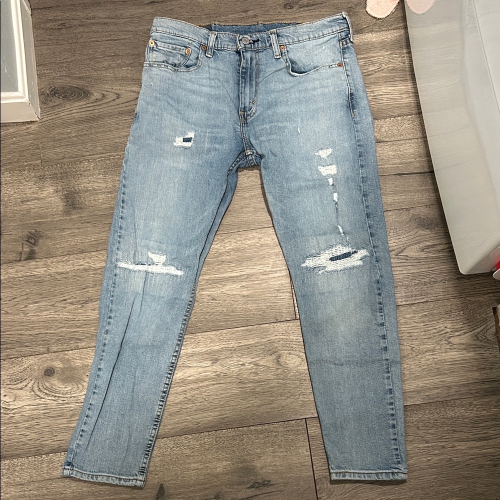 Men's Light Blue Ripped Skinny Jeans
